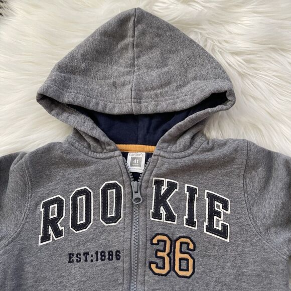 Carter Rookie 36 Grey Hoodie Full Zip Sweater Cotton Blend Toddler Kids 4T - Picture 2 of 7